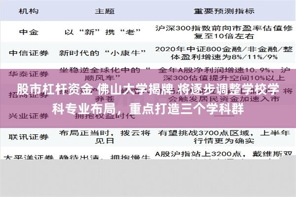 股市杠杆资金 佛山大学揭牌 将逐步调整学校学科专业布局，重点打造三个学科群