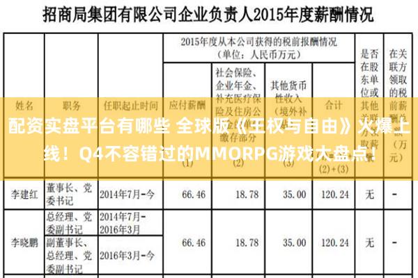 配资实盘平台有哪些 全球版《王权与自由》火爆上线！Q4不容错过的MMORPG游戏大盘点！