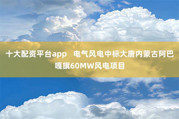 十大配资平台app   电气风电中标大唐内蒙古阿巴嘎旗60MW风电项目